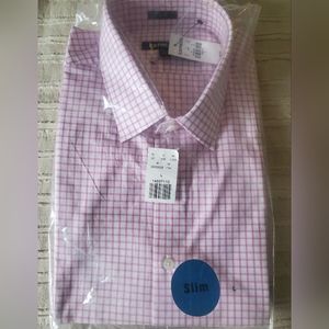 Express New Men Button Shirt slim large red/white